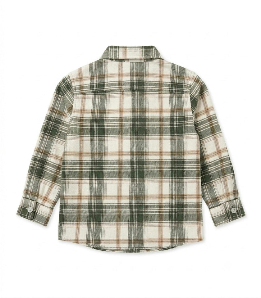 Achille Baby Shirt Long Sleeves with pocket, Beige Check