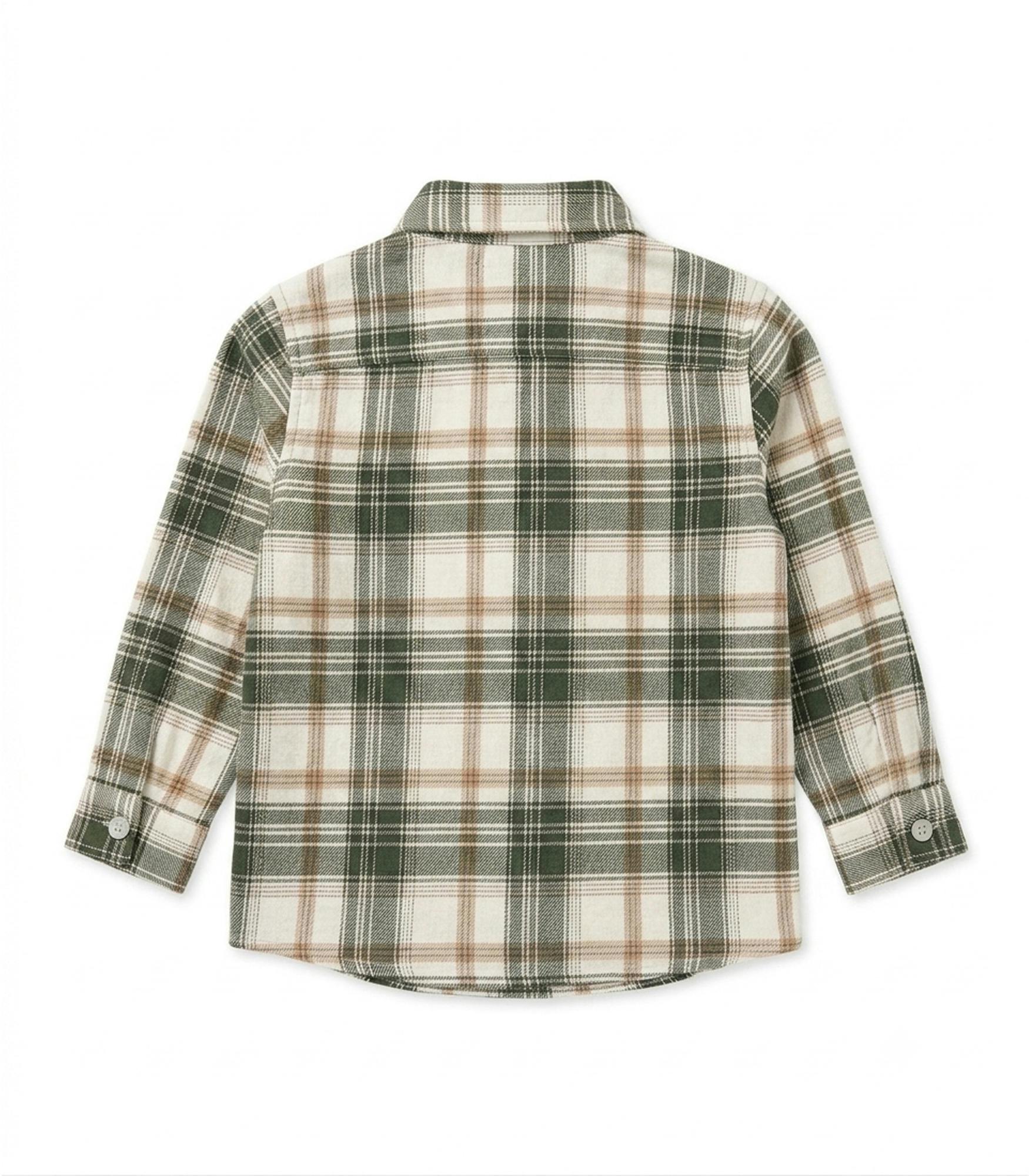 Achille Baby Shirt Long Sleeves with pocket, Beige Check