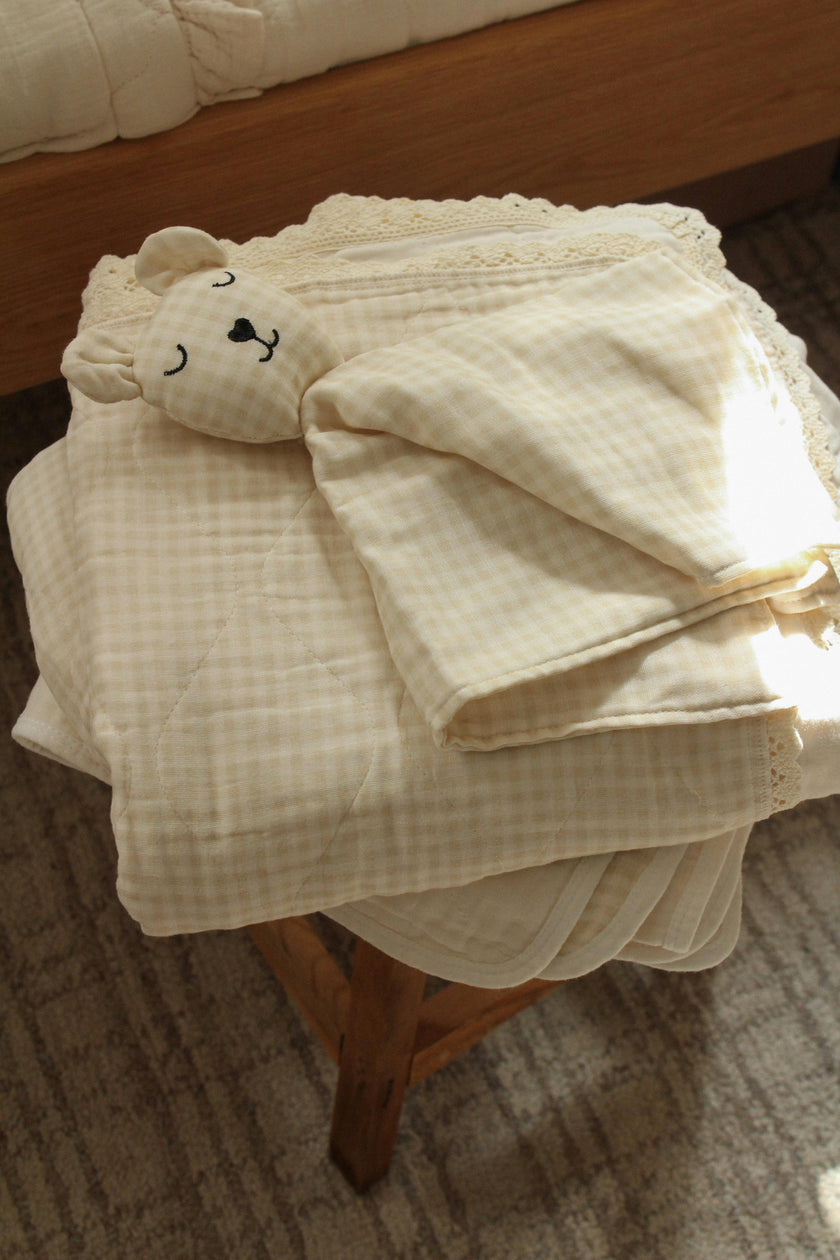Cream Gingham Bear Lovey