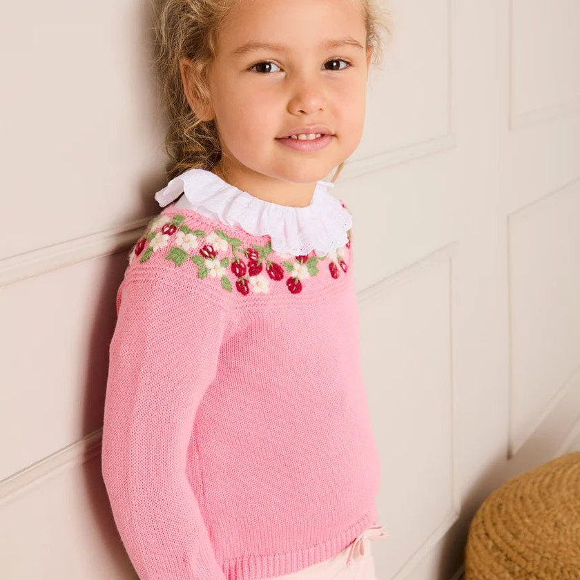 Strawberry Embroidered Jumper in Pink (12mths-6yrs)