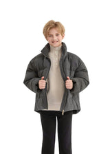 Black Puffer Jacket with High Collar