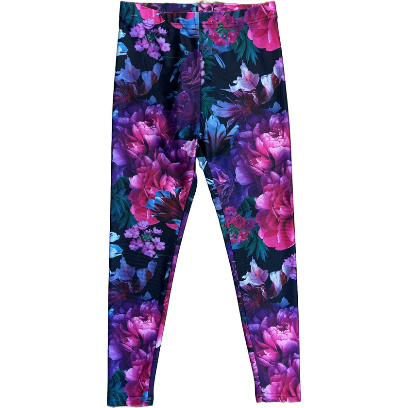 Girls Hi-Shine Mid Rise Slim Band Leggings, Florals