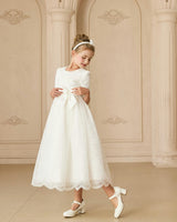 White Shannora Puff Sleeve Formal Dress