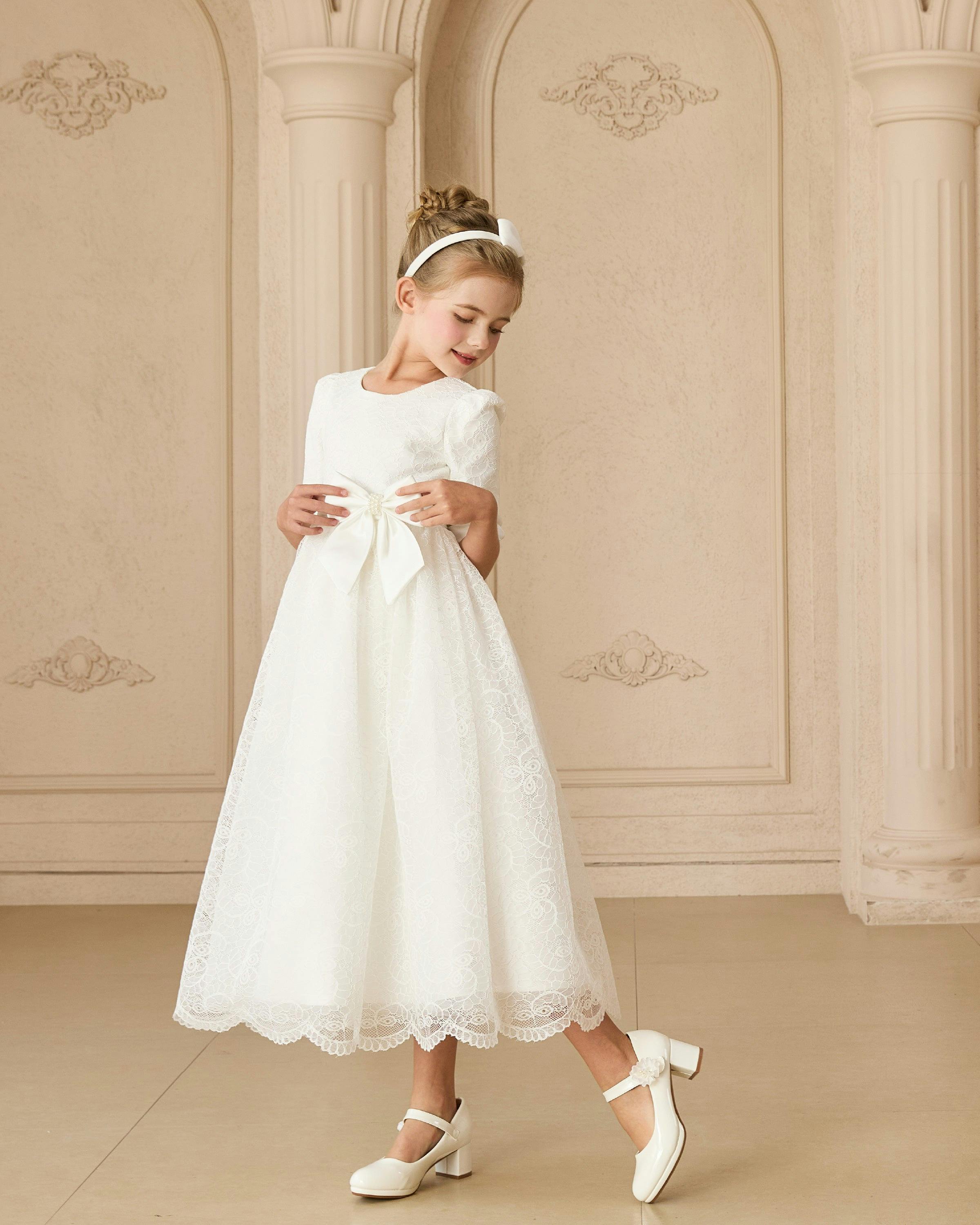 White Shannora Puff Sleeve Formal Dress