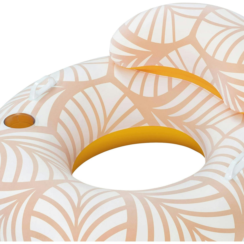 46.5" x 46" Inflatable Comfort Plush Deluxe Swim Tube - Yellow & White