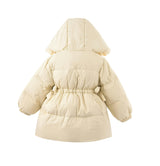 Beige Ruffle-Hood Coat with Matching Scarf