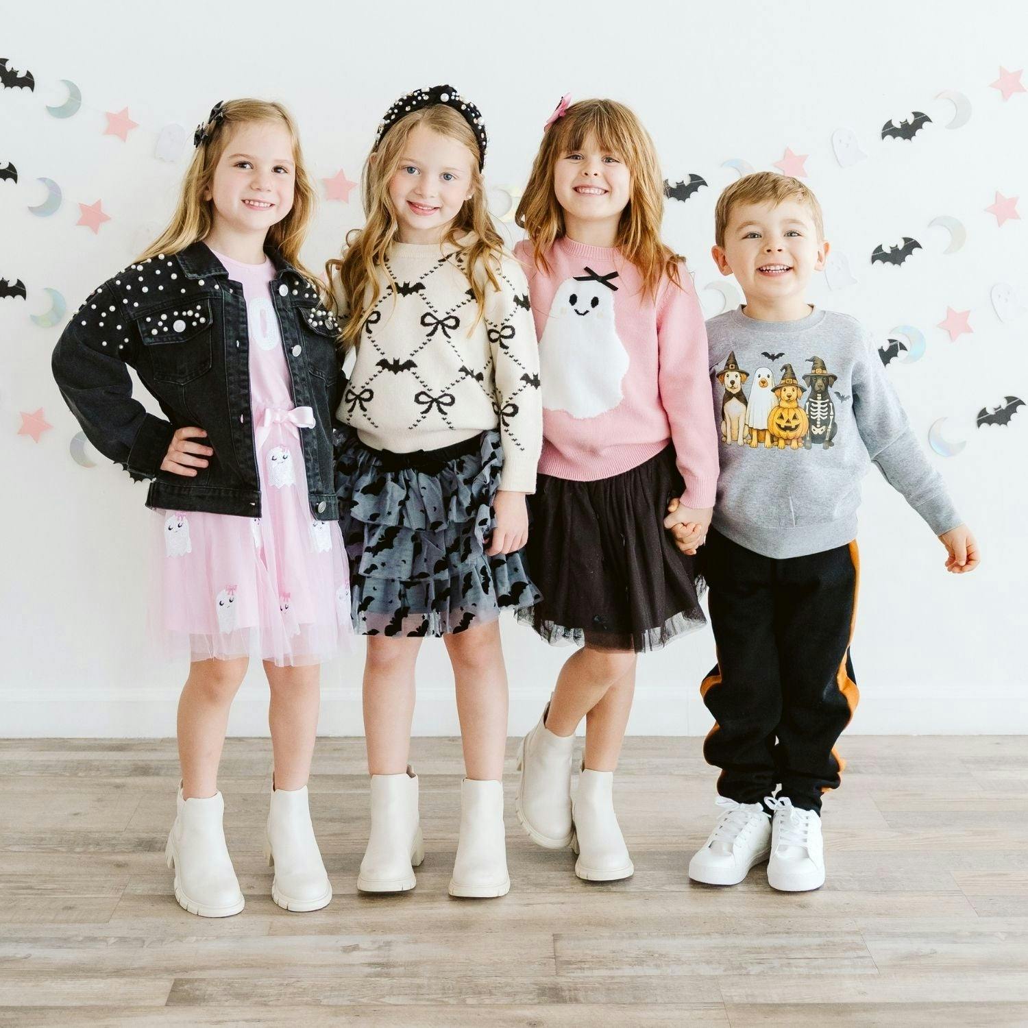 Boo Sequin Patch Halloween Short Sleeve Tutu Dress