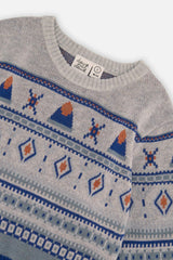 Baby Jacquard Knit Sweater Blue And Beige