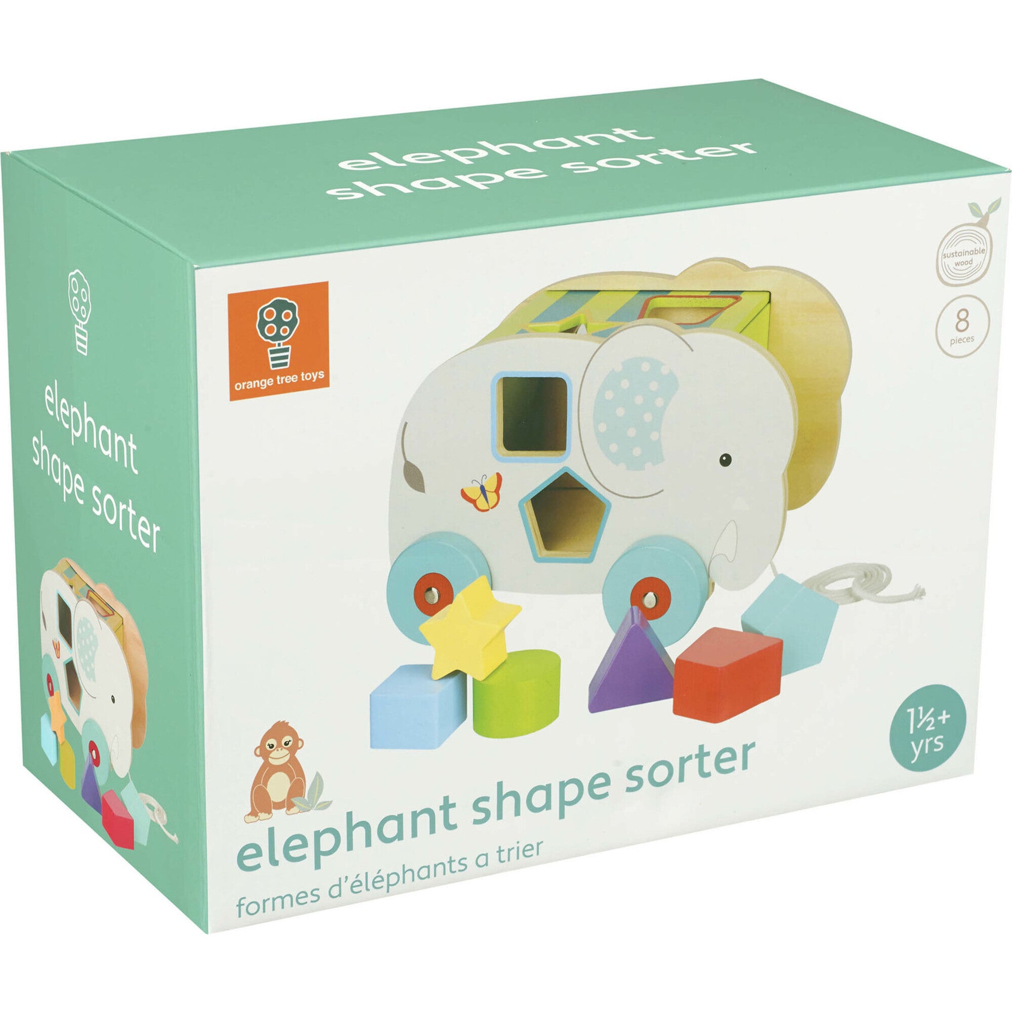Orange Tree Toys: Shape Sorter: Jungle - Wooden Wheeled Animal Sorter