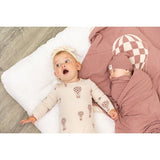 Knit Checkered Hot Air Balloon Blanket Dark Almond/Rose