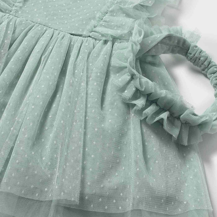 Green Baby Dress With Matching Headband