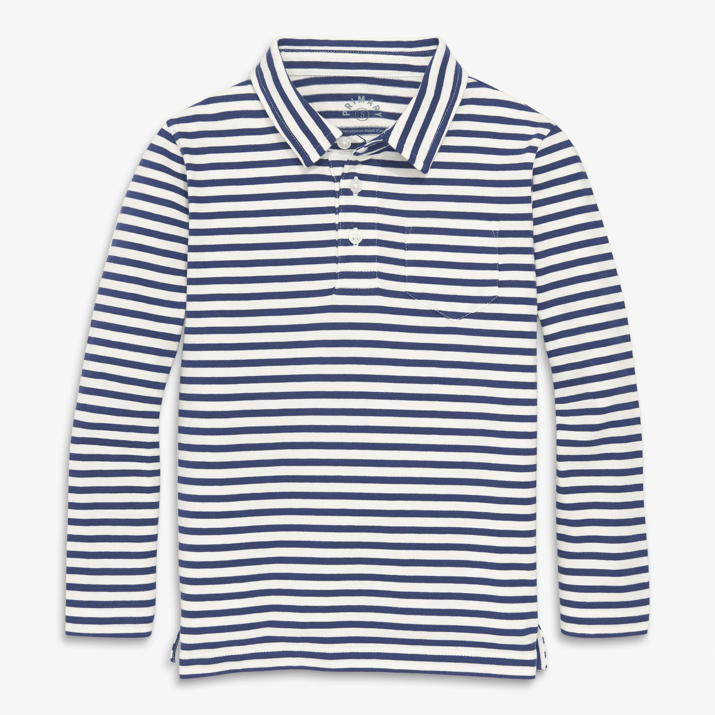 Kids long sleeve polo in stripe