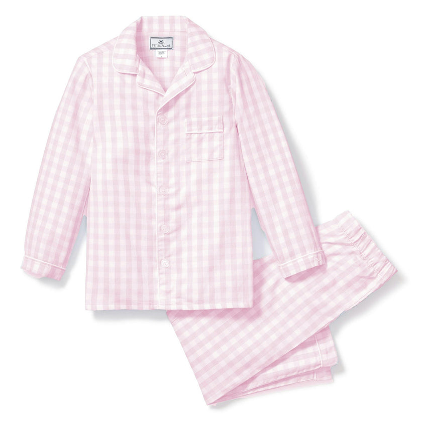 Kid's Twill Pajama Set in Pink Gingham