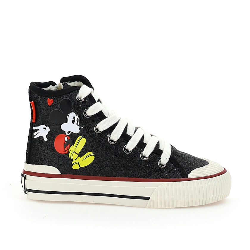 Black Mickey Leopad High Top Sneakers