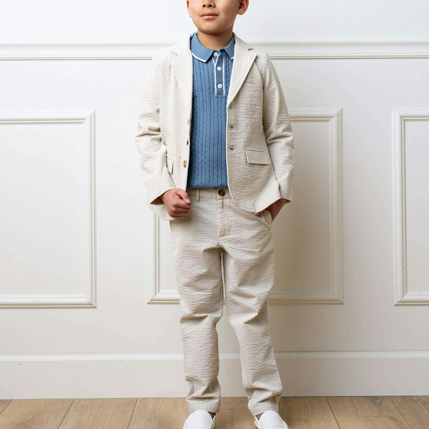 Organic Seersucker Suit Pant, Beige