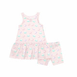 Sleeveless Drop Waist Dress With Matching Shorts
