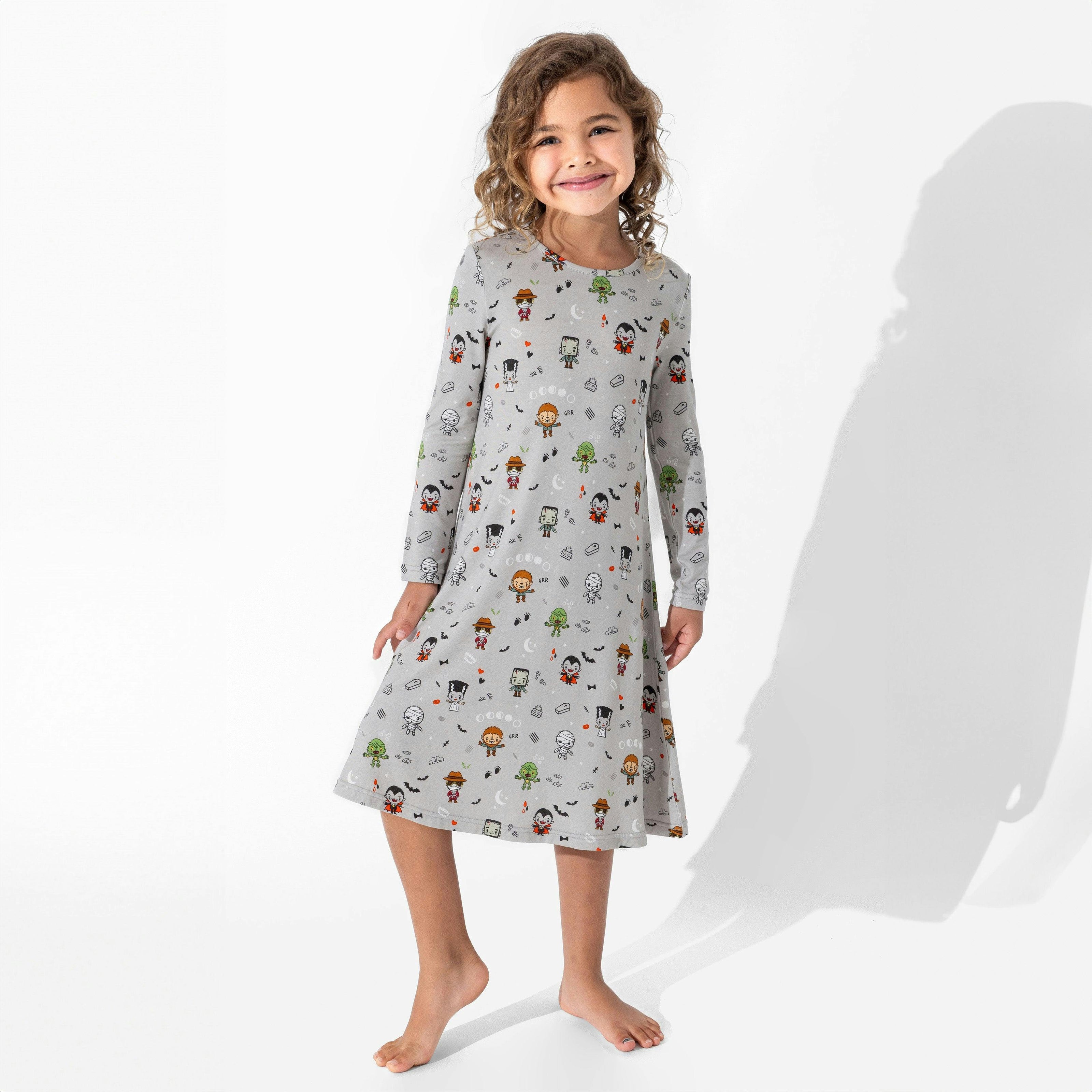 Little Monsters Bamboo Girls' Short Sleeve Dress