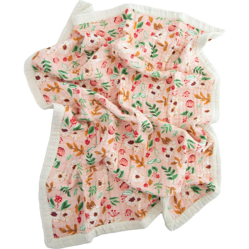 Cotton Muslin Baby Quilt - Vintage Floral