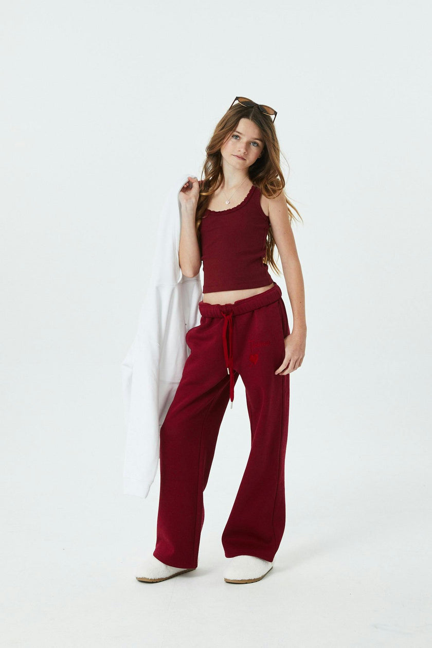 Cami Merlot French Terry Wide Leg Jogger - Ace
