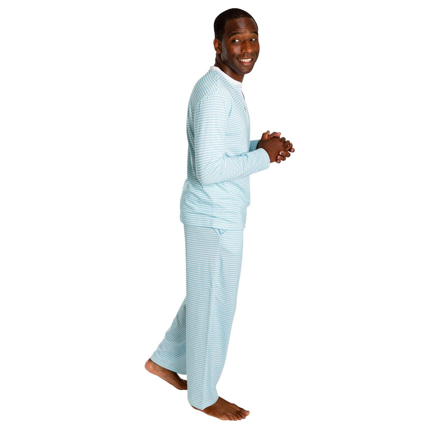 Men's Sky Blue Jersey Henley - Organic Stretch Cotton