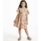 Girls Printed Rib Dress | Multicolor Floral