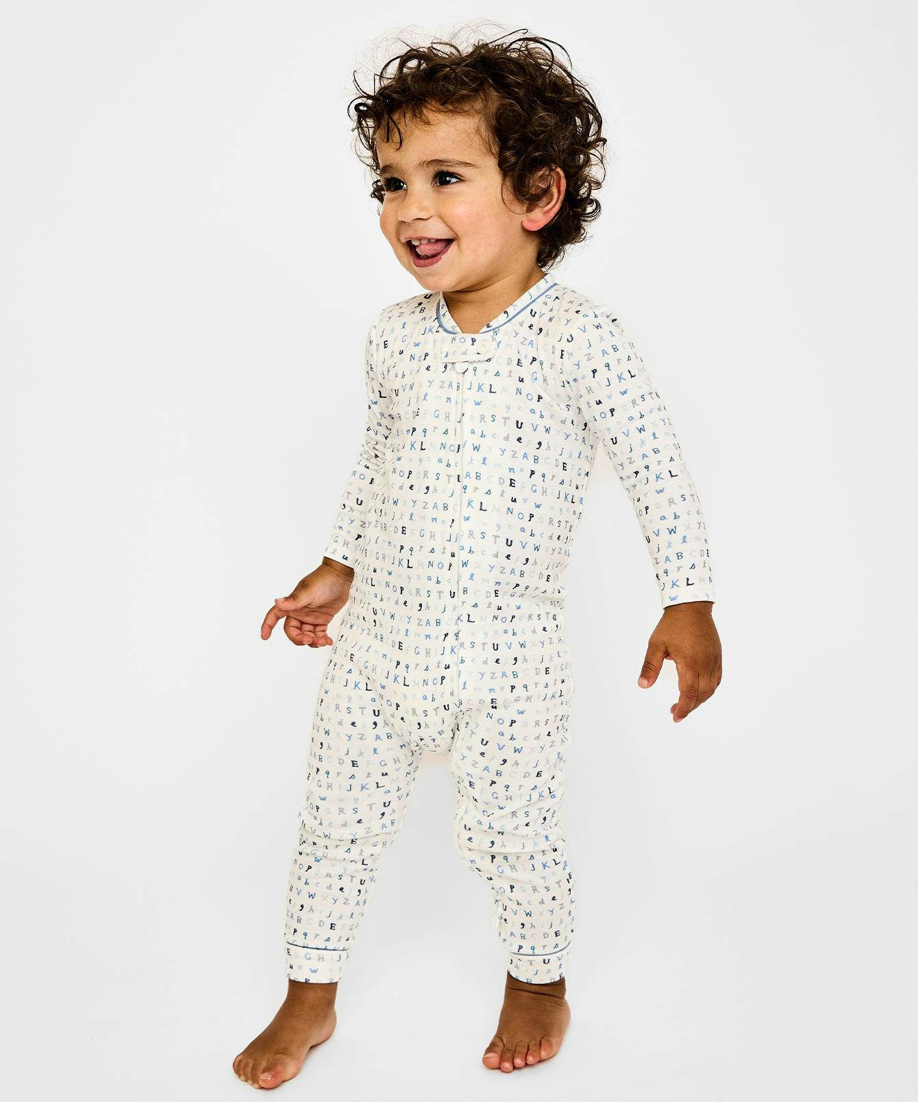 Ziggy Zip Romper, Blue ABC's