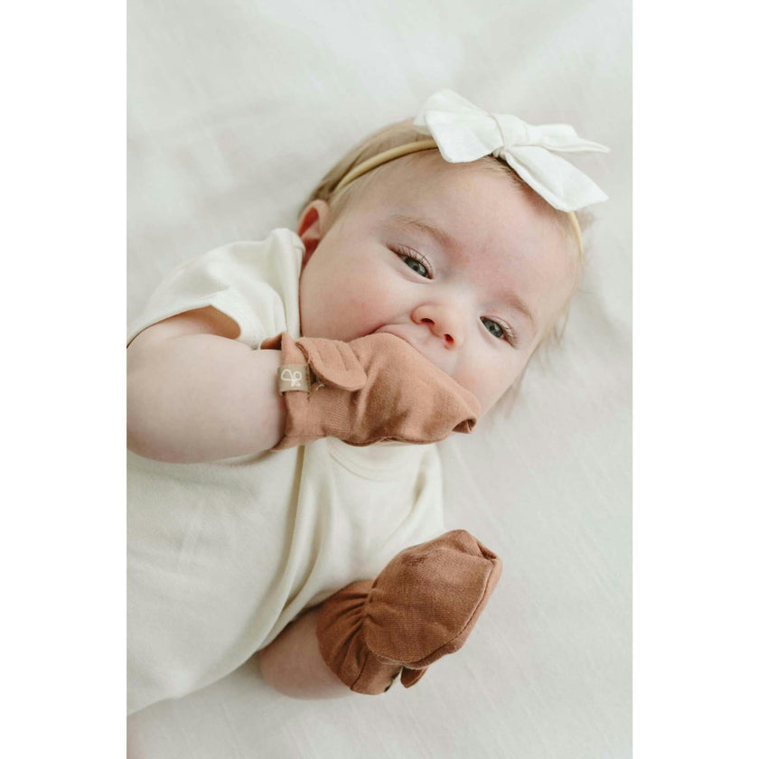 STAY ON 3-PACK MITTS | MOSS + TERRAZZO + SANDSTONE — Bamboo Organic Cotton Blend, 0–6M