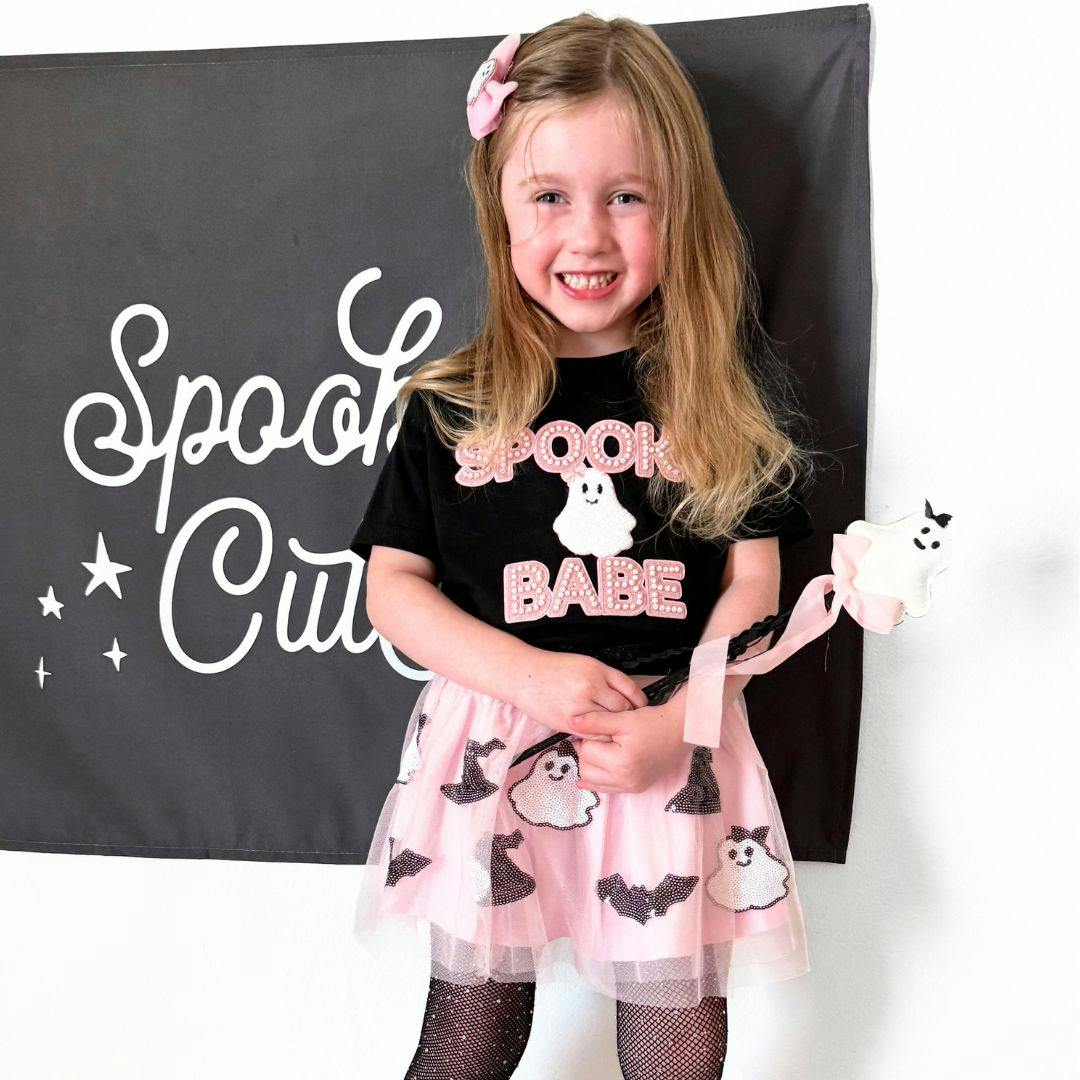 Spooky Babe Patch Halloween Short Sleeve T-Shirt
