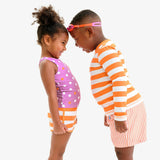 Kids long sleeve rash guard in stripe