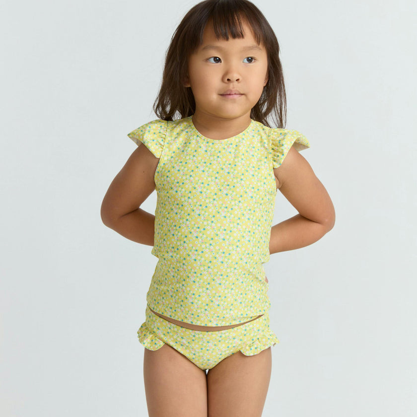 girls petite fleur cap sleeve rashguard set
