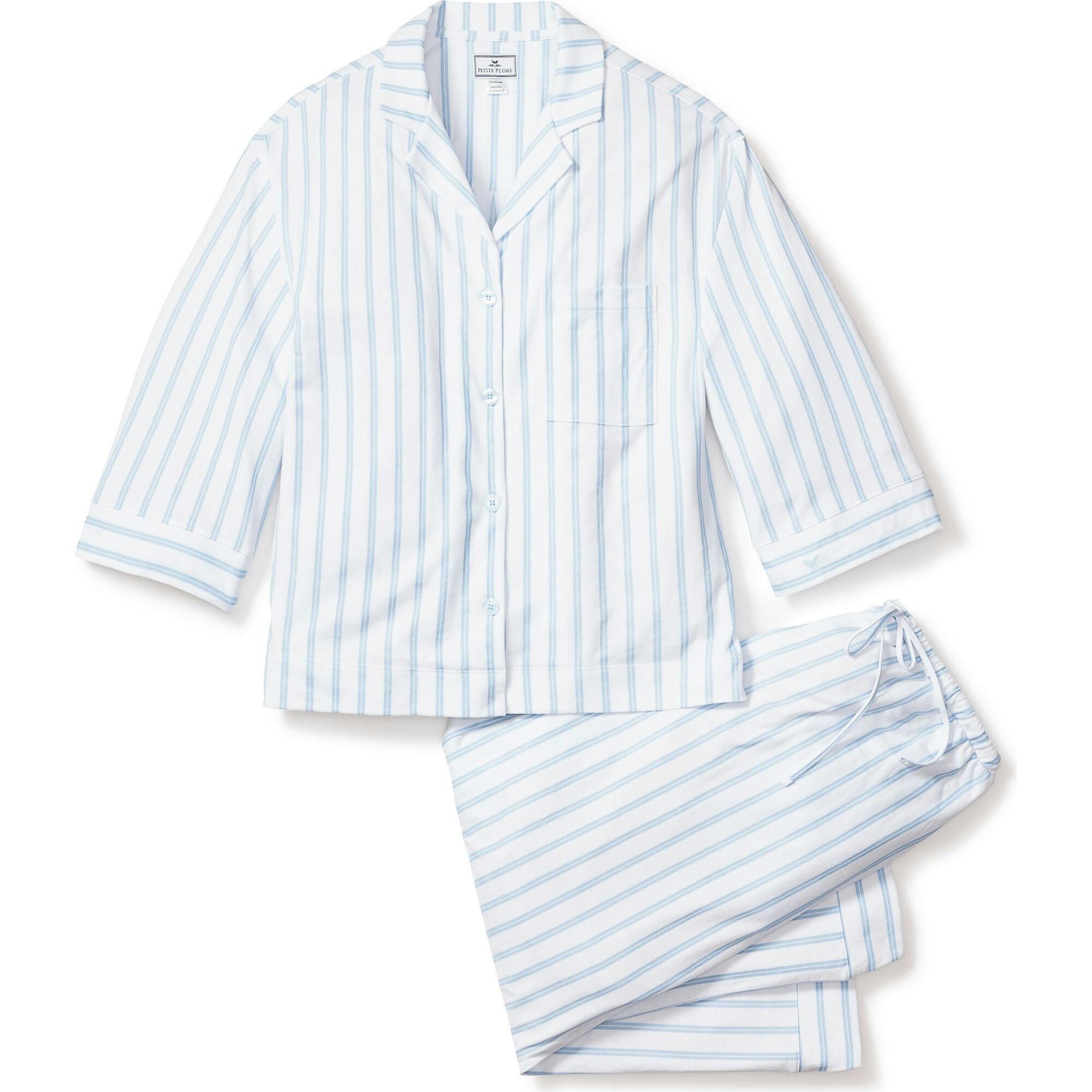 The Olivia Wide Leg Pima Pajama Set in Black