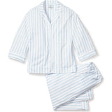 The Olivia Wide Leg Pima Pajama Set in Periwinkle Stripe
