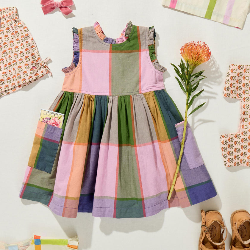 Girls Alyssa Dress - Plaid Madras