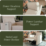 Willa Pro Power Glider Recliner w/ Power Lumbar in Performance Beach Eco-Weave
