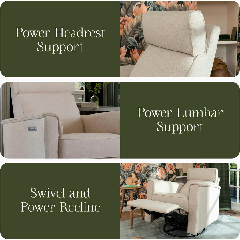 Willa Pro Power Glider Recliner w/ Power Lumbar in Performance Beach Eco-Weave