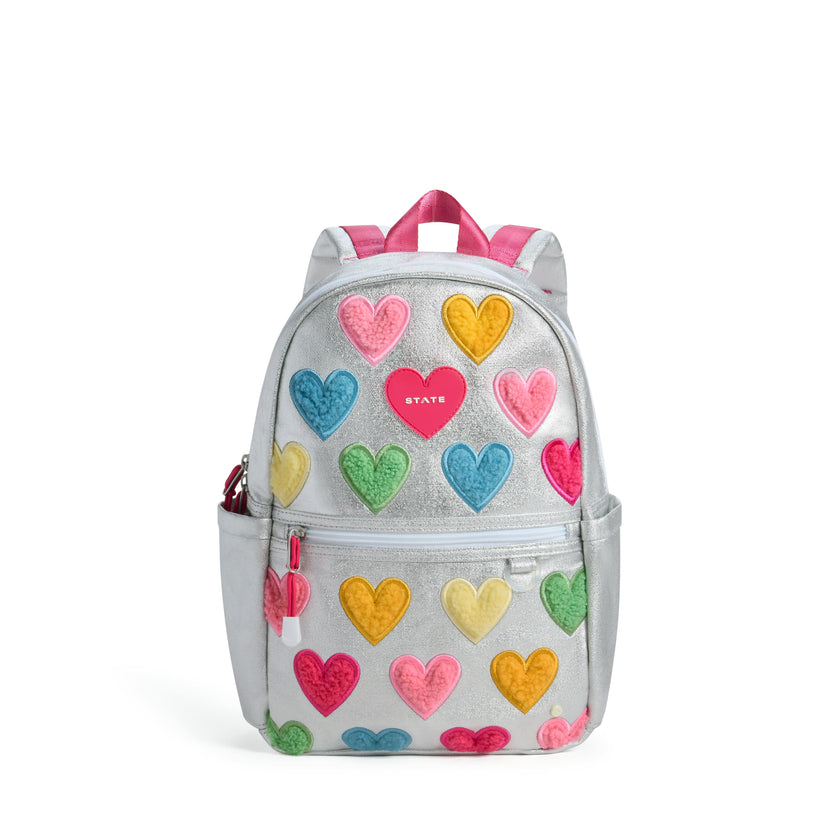 Kane Mini Backpack, Metallic Happy Fuzzy Hearts