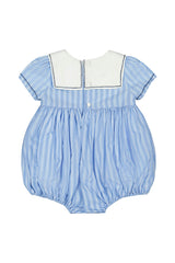 Riviera Blue Stripe Smocked Bubble Romper