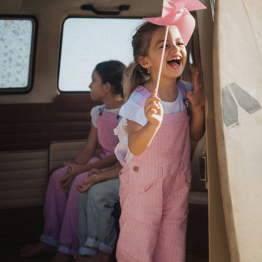 Fuchsia Seersucker Overalls