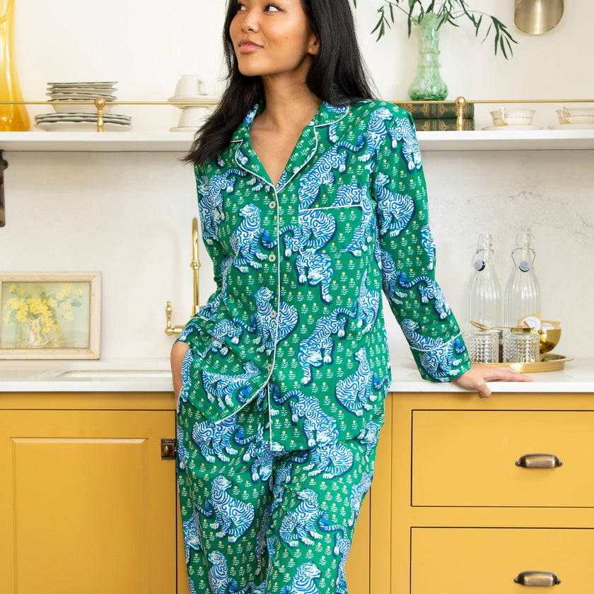 Tiger Queen - Long PJ Set - Jade
