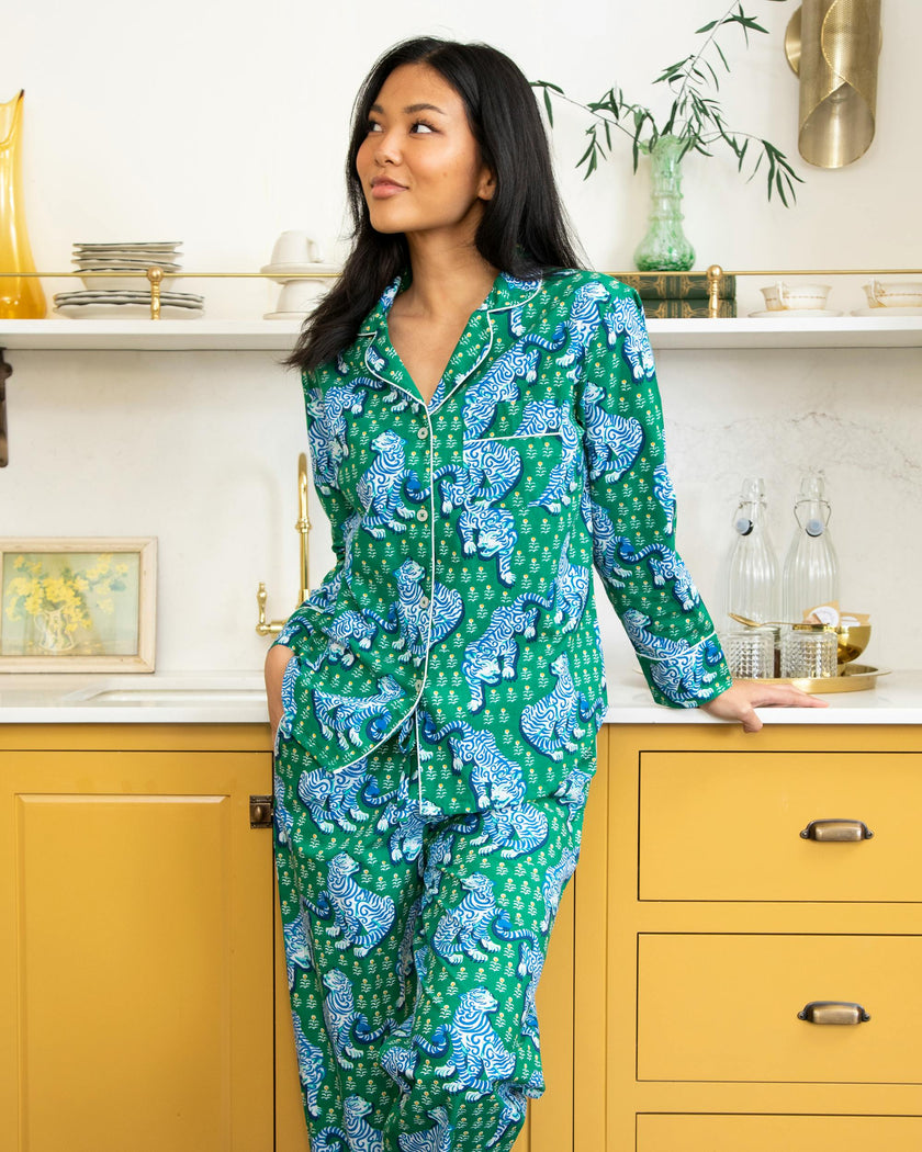 Tiger Queen - Long PJ Set - Jade