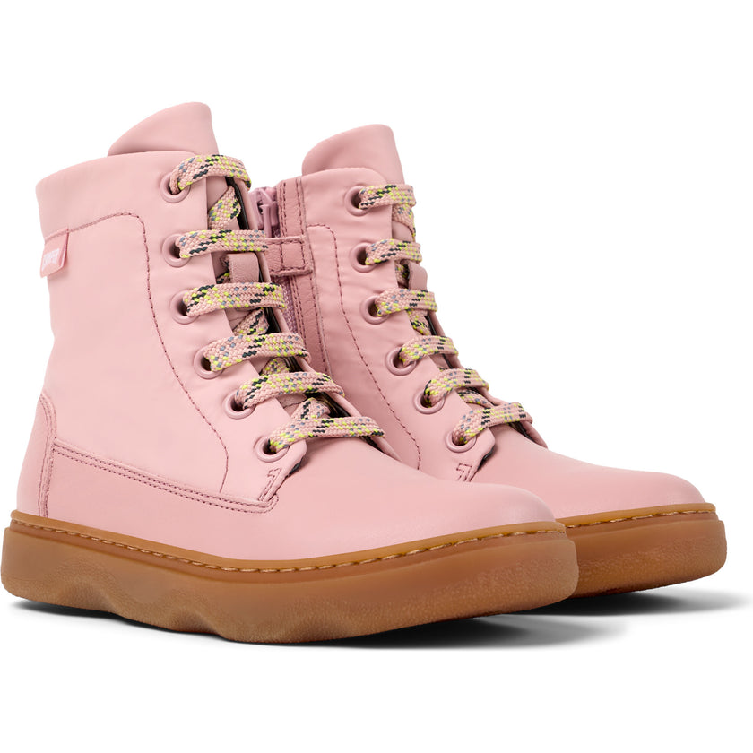Kids Kiddo Textile Lace-Up Ankle Boots, Pink