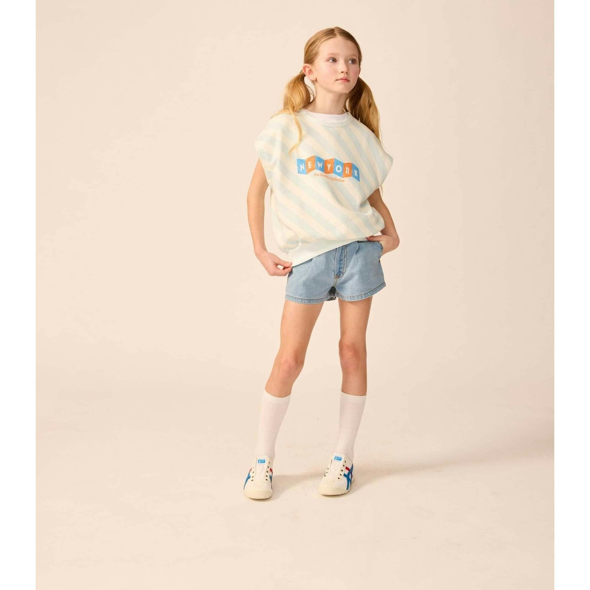 Organic Brooklyn Tank in Sky Blue Stripe