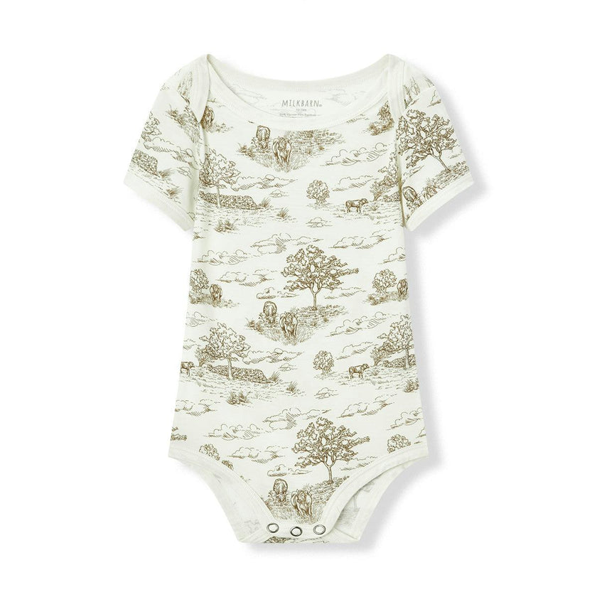Country Toile Luxe Stretch Short Sleeve One Piece