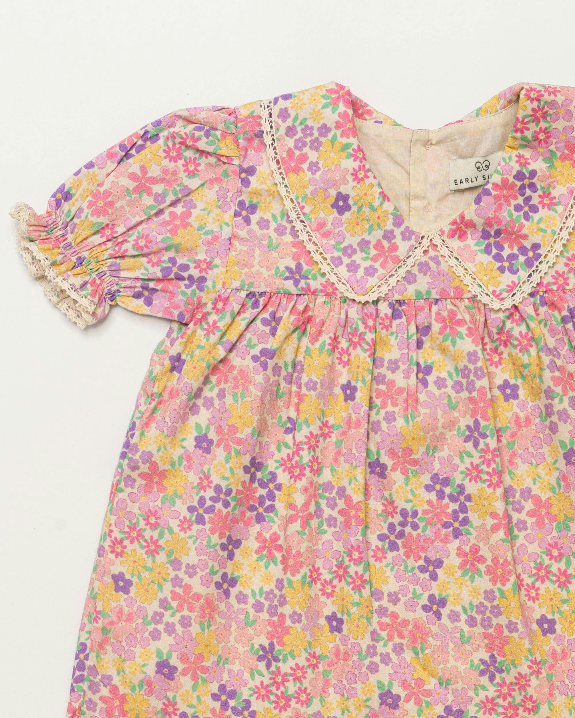 Sofia Baby Dress & Bloomer Set - Emma floral purple