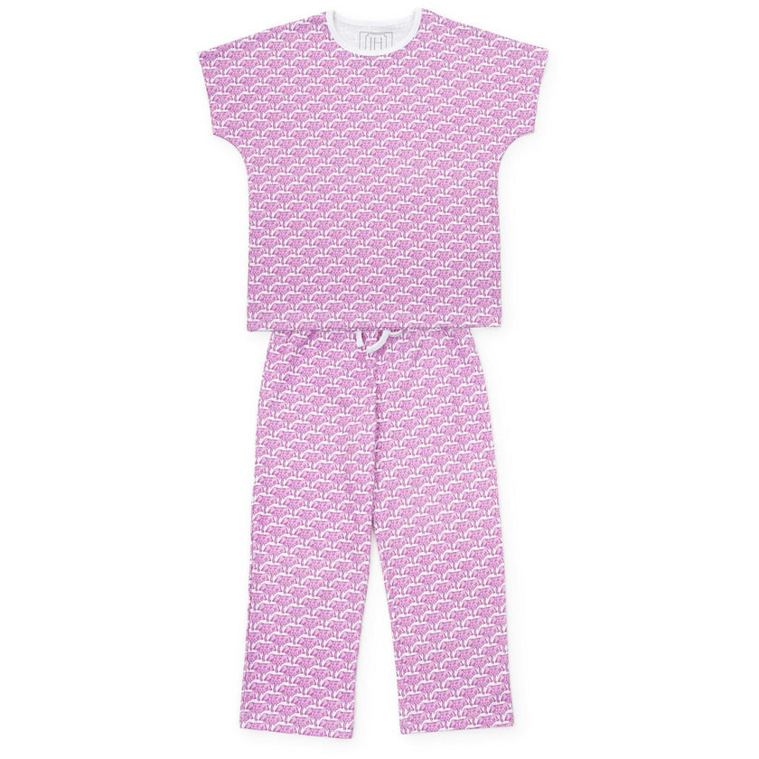 Merrick Girls' Pant Set African Elephants Pink