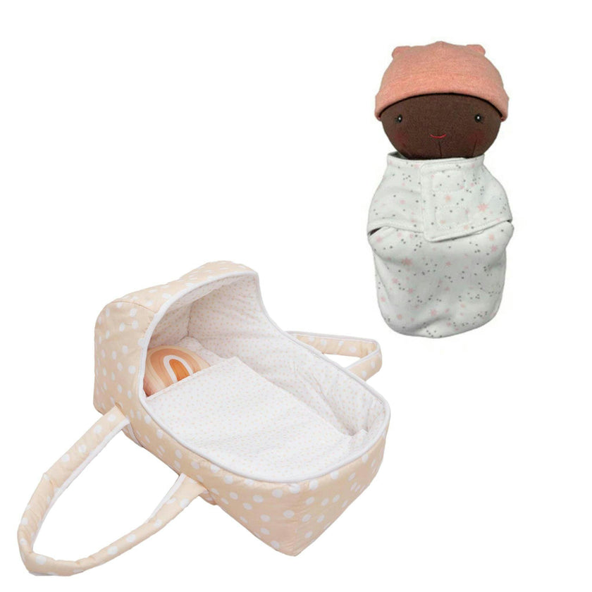 Dots and Rainbows Doll Carrier with Sweet Pea