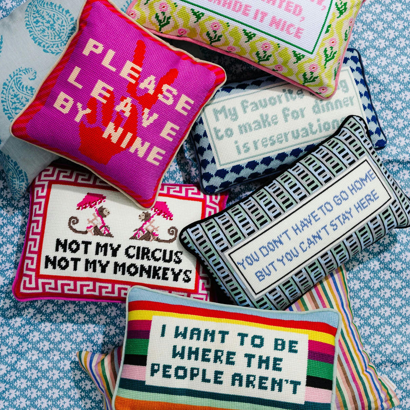 Where the People Aren't Needlepoint Pillow