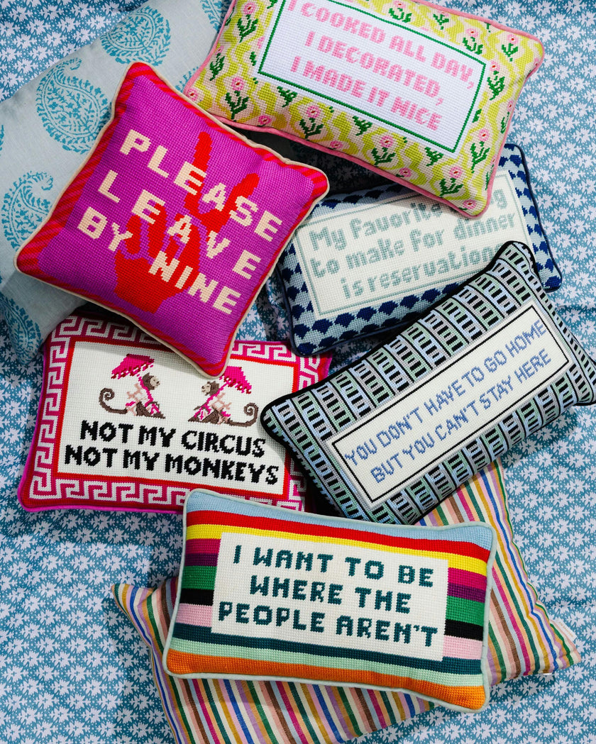 Where the People Aren't Needlepoint Pillow