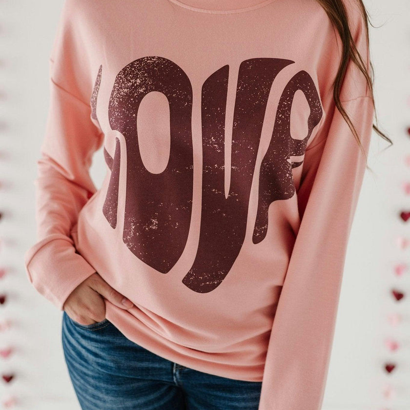 Women's Pullover Love in Rose Brown