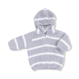 Chenille - Grey & Ivory Stripe Hooded Jacket